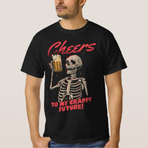 Camiseta Esqueleto Bebendo Cerveja, Caveira, Novo Halloween