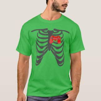 Camiseta Esqueleto Caixa Torácica Gamepad Coração Legal Nat