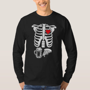 Camiseta Esqueleto Caixa Torácica Raio X Maternidade Pizza 