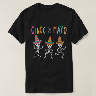 Camiseta Esqueleto Com Chapéu Engraçado Cinco De Mayo