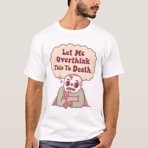 Camiseta Esqueleto Com Cobwebs Deixe-Me Pensar Excessivamen