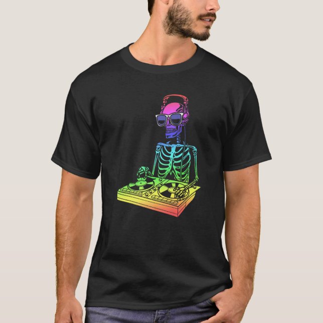 Camiseta Esqueleto Com Fones de ouvido E Óculos De Sol Mist (Frente)