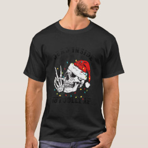 Camiseta Esqueleto com Santa Hat Luzes Xmas Morto Bu