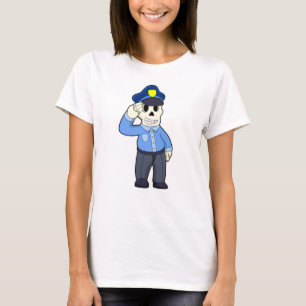 Camiseta Esqueleto como agente da polícia com chapéu da pol
