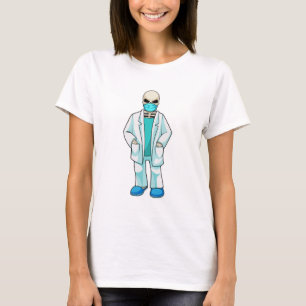 Camiseta Esqueleto como Médico com Máscara
