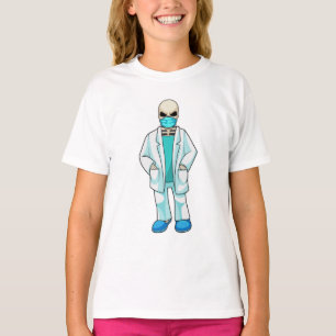 Camiseta Esqueleto como Médico com Máscara