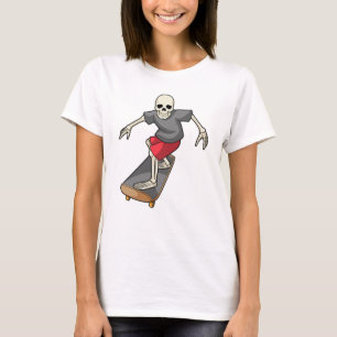 Camiseta Esqueleto como skater com skateboard