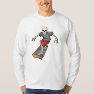 Camiseta Esqueleto como skater com skateboard