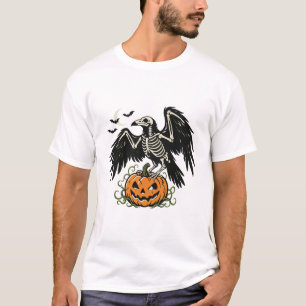 Camiseta Esqueleto Corvo Abóbora Halloween