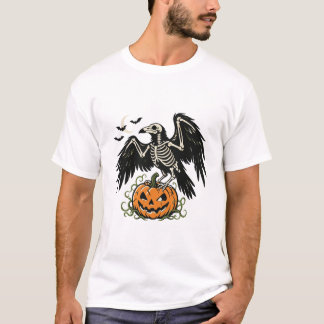 Camiseta Esqueleto Corvo Abóbora Halloween