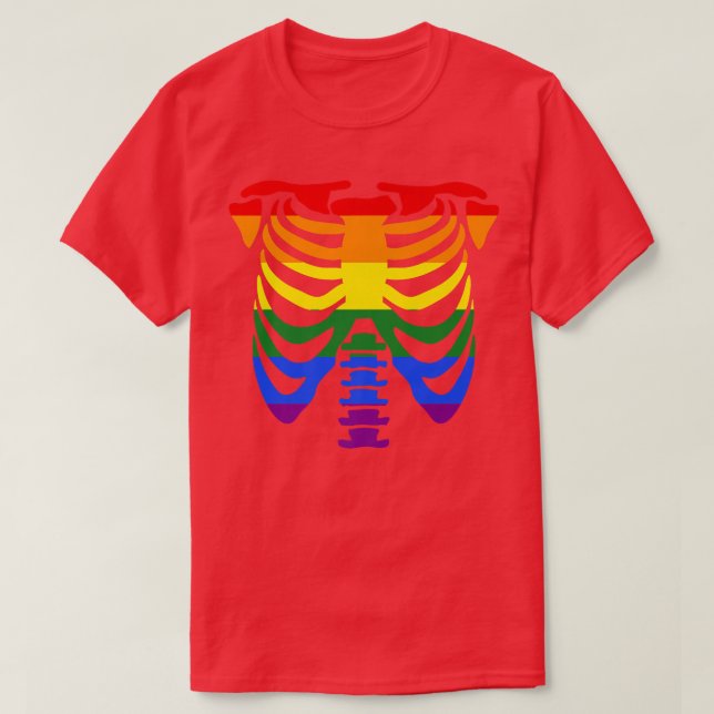 Camiseta Esqueleto da gaiola, orgulho gay homossexual, Hall (Frente do Design)
