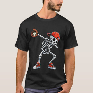 Camiseta Esqueleto Dabbing de Beisebol do Halloween Recepto