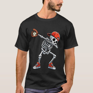 Camiseta Esqueleto Dabbing de Beisebol do Halloween Recepto