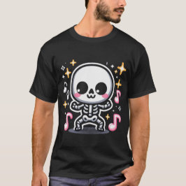 Camiseta Esqueleto Dançante Bonito Halloween Kawaii Spooky 