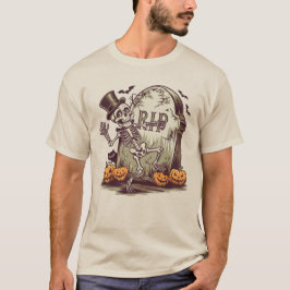 Camiseta Esqueleto Dançante com Gravestone