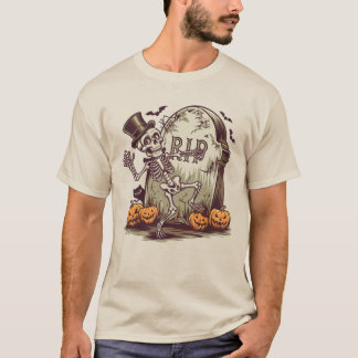 Camiseta Esqueleto Dançante com Gravestone