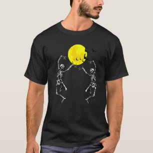 Camiseta Esqueleto Dançante de Lua Cheia Morcegos de Hallow
