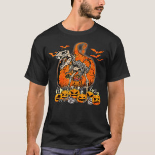 Camiseta Esqueleto de Abóbora de Doces de Morcego do Dinoss