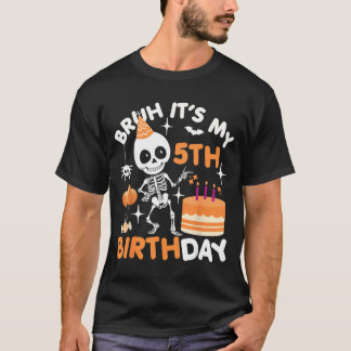 Camiseta Esqueleto de Aniversário de Halloween Engraçado Br