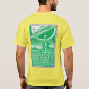 Camiseta Esqueleto de Arte de Pixel Scifi Retroativo Verde 