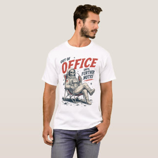 Camiseta Esqueleto de Astronauta Fora do Escritório Arte
