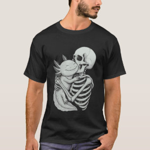 Camiseta Esqueleto de Axolote Abraço Amante de Animais de E