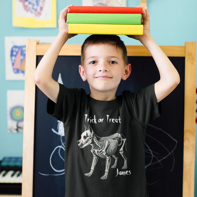 Camiseta Esqueleto de Cachorro Louco Divertido, Personaliza (Criador carregado)