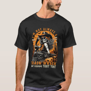 Camiseta Esqueleto de Cowgirl de Trem Desastre Engraçado Ha