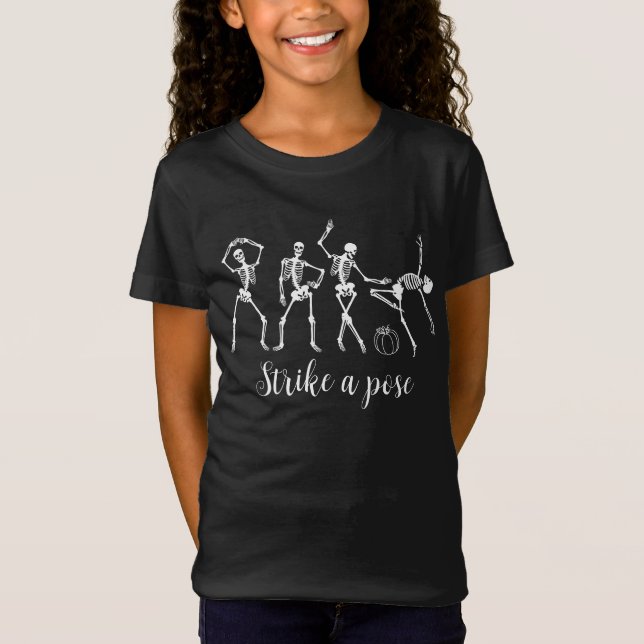 Camiseta Esqueleto de dança de Halloween Personaliza Texto  (Frente)