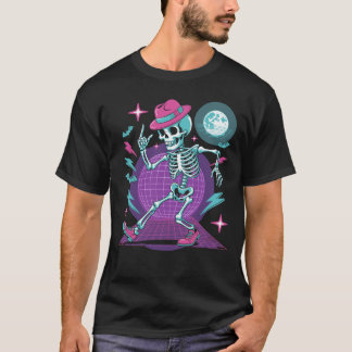 Camiseta Esqueleto de dança de onda sintética Retro 80s Hal
