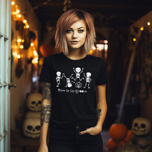 Camiseta Esqueleto De Dança Halloween Mover Para O Funno Gr