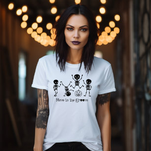 Camiseta Esqueleto De Dança Halloween Mover Para O Funno Gr