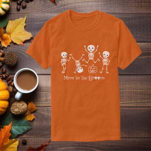 Camiseta Esqueleto De Dança Halloween Mover Para O Groove
