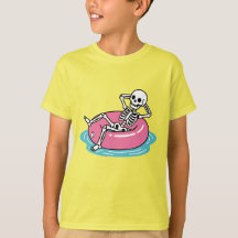 Esqueleto de desenho animado cor-de-rosa engraçado