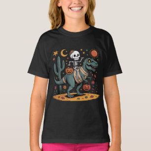 Camiseta Esqueleto de desenho animado & T-Rex com baldes de