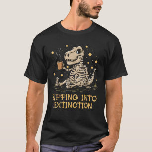 Camiseta Esqueleto De Dinossauro Gato A Passar Para A Extin