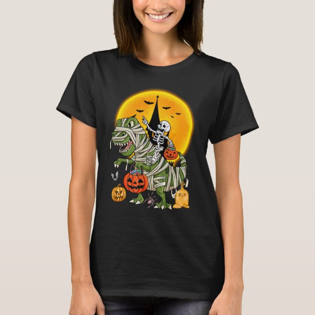 Camiseta esqueleto de dinossauro halloween (Frente)
