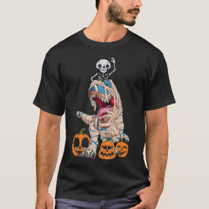 Camiseta Esqueleto de Dinossauro Sinistro de Halloween