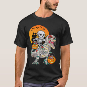 Camiseta Esqueleto de Dinossauro T Rex Assustador para Meni
