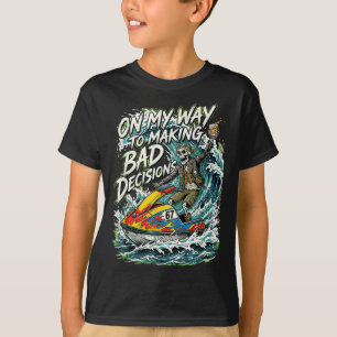 Camiseta Esqueleto de férias a caminho de tomar más decisõe