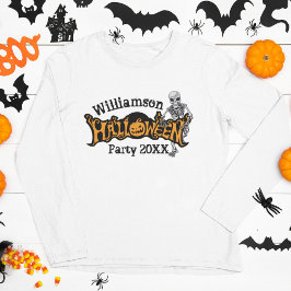 Camiseta Esqueleto de Festa Anual do Halloween Longo