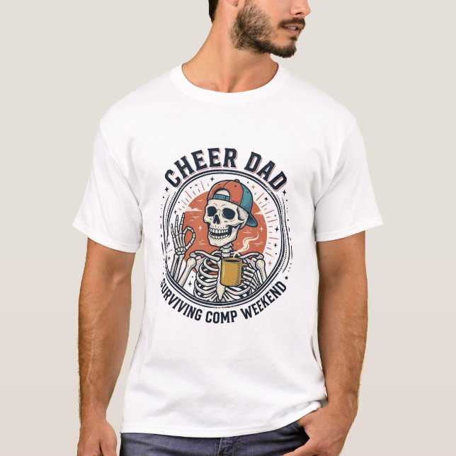 Camiseta Esqueleto de Fim de Semana de Comp do Pai (Frente)