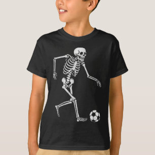 Camiseta Esqueleto de futebol jogando futebol Halloween Crâ