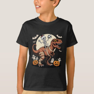 Camiseta Esqueleto de futebol montando Múmia Dinossauro T-r