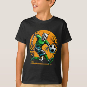 Camiseta Esqueleto de futebol no Halloween Pé Spooky Menino