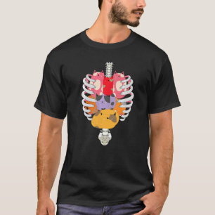 Camiseta Esqueleto de Gato Inspirado na Anatomia Humana Cor