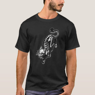 Camiseta Esqueleto de Gato Sinistro Halloween Horror Animal