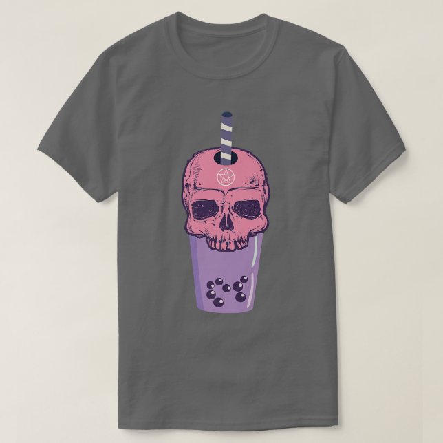 Camiseta Esqueleto de gótico para gótico e chá de bolhas Pr (Frente do Design)
