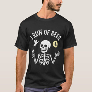 Camiseta Esqueleto de Halloween Cerveja Bruxa Lua Gráfico