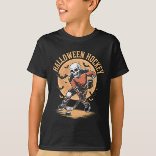 Camiseta Esqueleto de Halloween Jogando Hóquei Esqueleto Vi